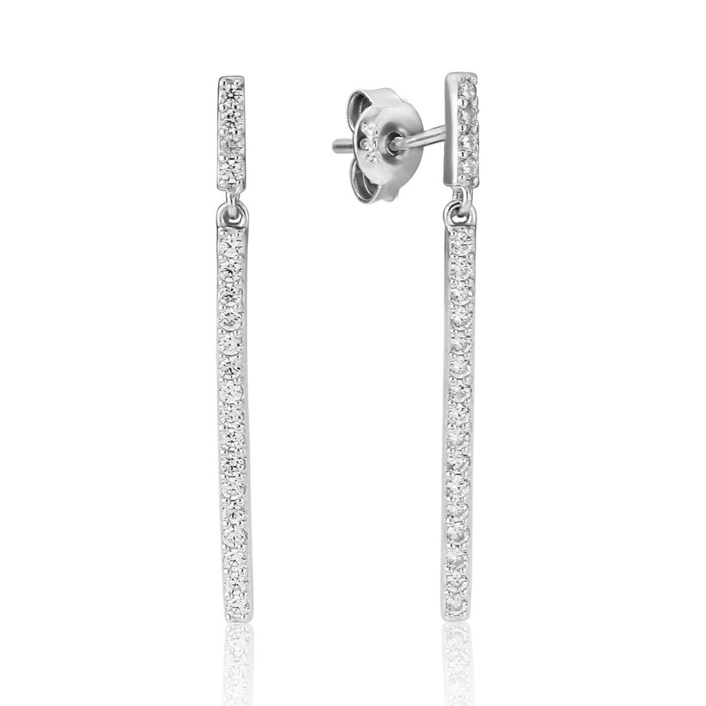 925 Sterling Silver Straight Line Drop Earrings OS